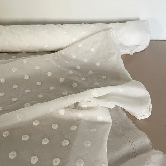 EMBROIDERED SPOT COTTON - IVORY