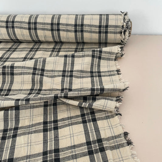 WASHED COTTON PLAID - NATURAL & BLACK