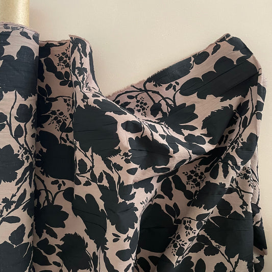 PRINTED COTTON - TAUPE & BLACK FLORAL